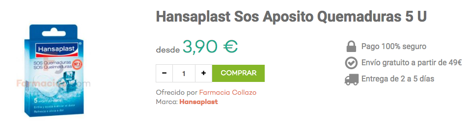 hansaplast sos aposito quemaduras farmacias.com