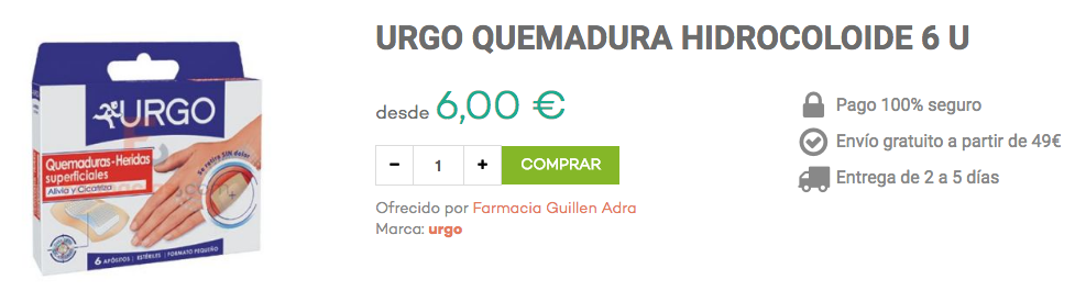 urgo quemaduras hidrocoloide  farmacias.com