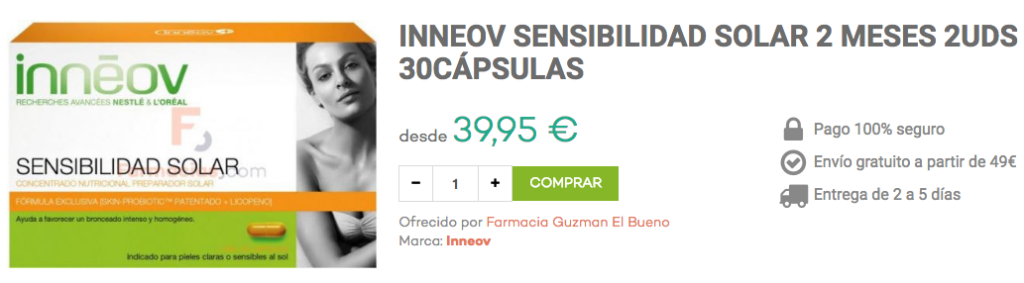 inneov sensibilidad solar duplo 30 capsulas nutricosmética solar farmacias.com