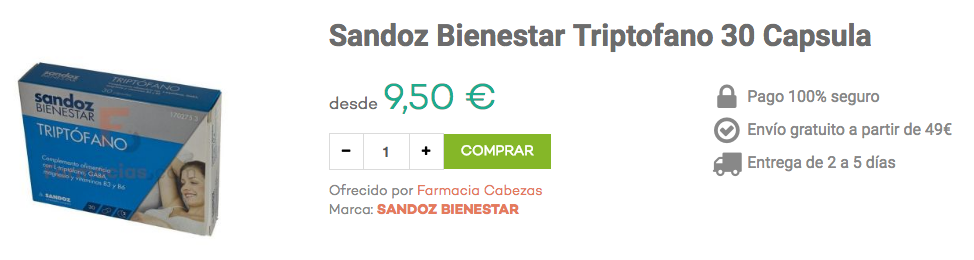 sandoz bienestar triptofano farmacias.com